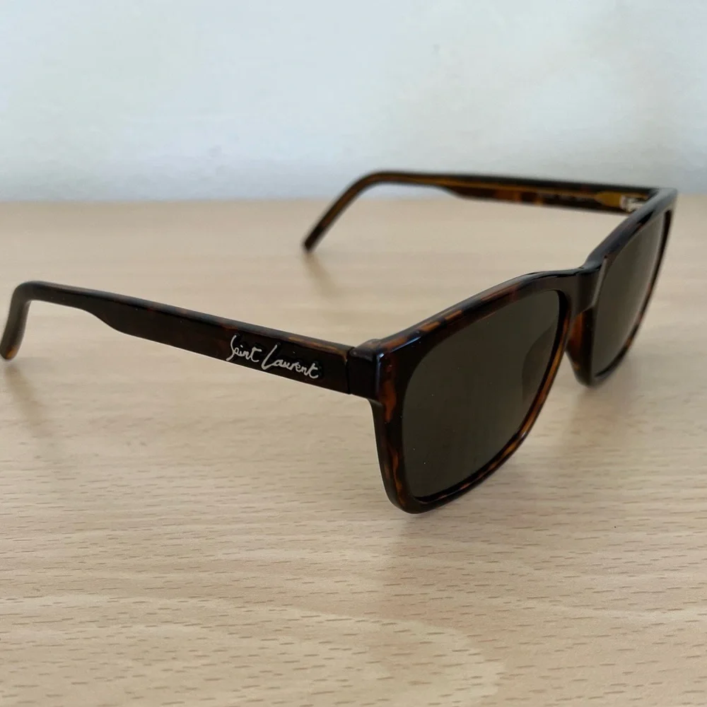 Saint Laurent Brown Tortoiseshell Havana Grey Lens Sunglasses BNWOT Unisex Paris